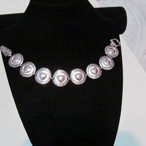 Silver tone heart metal bracelet new